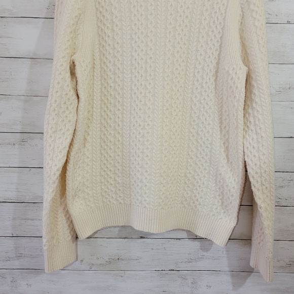 Free Assembly Men's Cream Cable Knit Fisherman Style Sweater Size Small - Picture 5 of 14